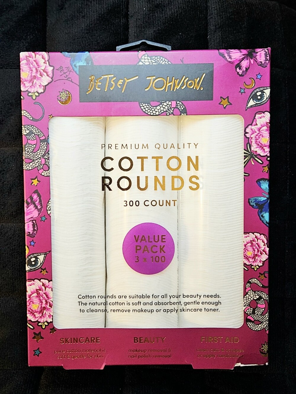 Betsey Johnson 300ct Premium Cotton Rounds - Picture 3 of 7